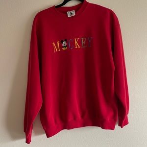 Vintage Disney Red Mickey Mouse Crewneck Sweatshirt
